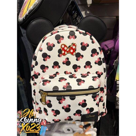 Loungefly Disney Minnie Mouse Ears & Bows Mini Backpack - Picture 1 of 5